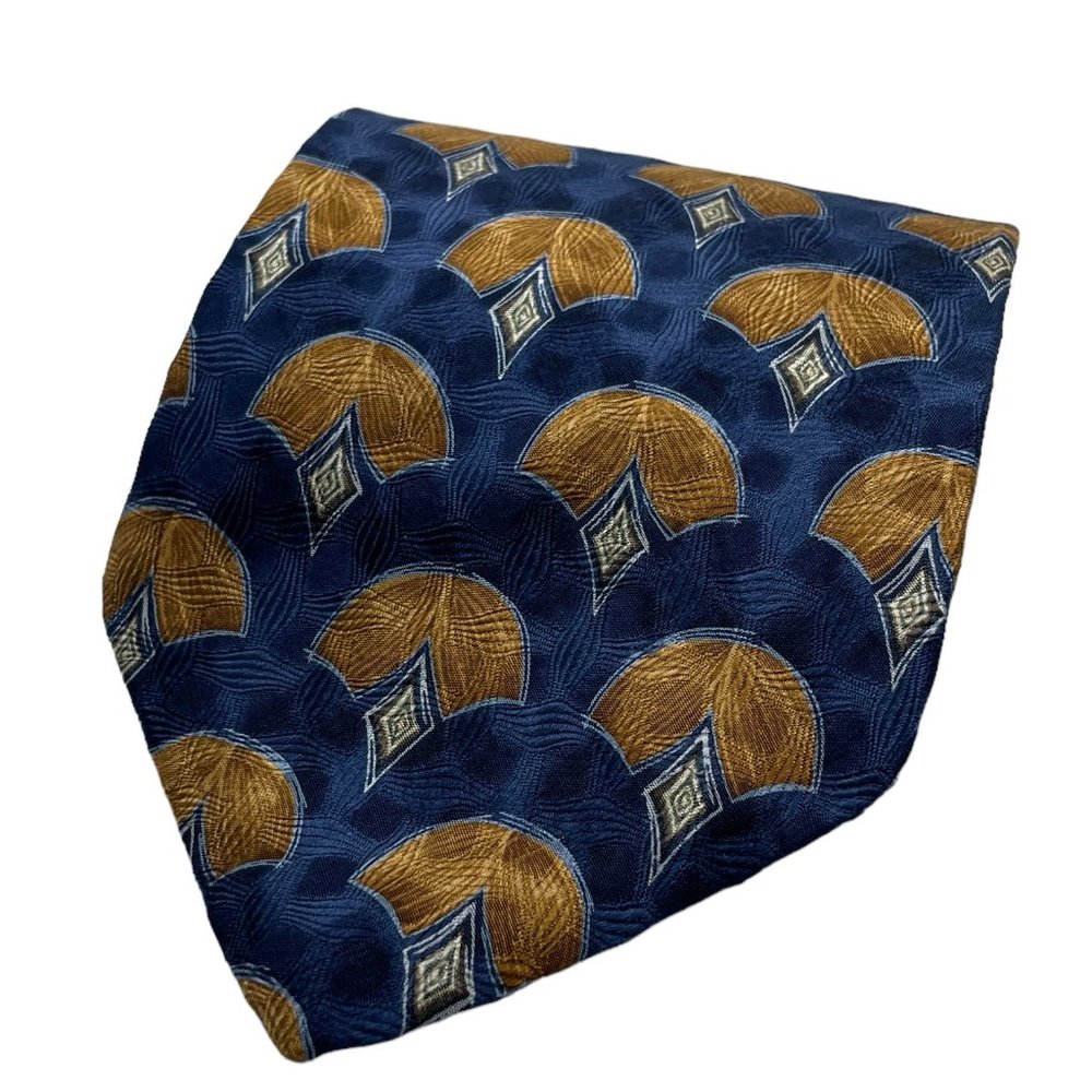 Bellinzona Vintage Mem's Blue Geometric Classic Silk Necktie